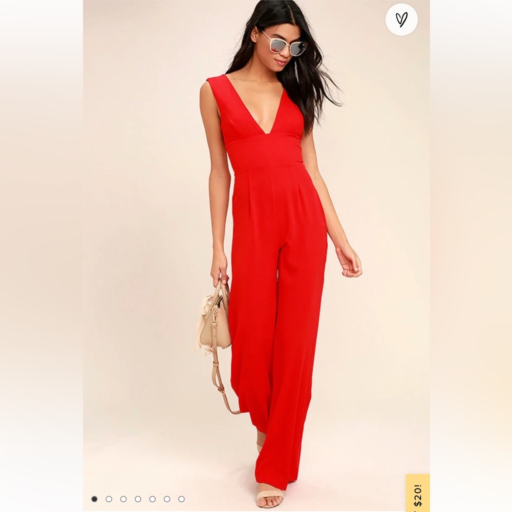 Lulus Fashion Faithful Red Wide Leg Jumpsuit